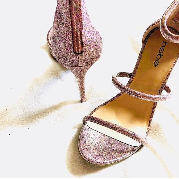 bebe Shoes - {bebe} Sparkling Glitter Pink 8 Stiletto Heels